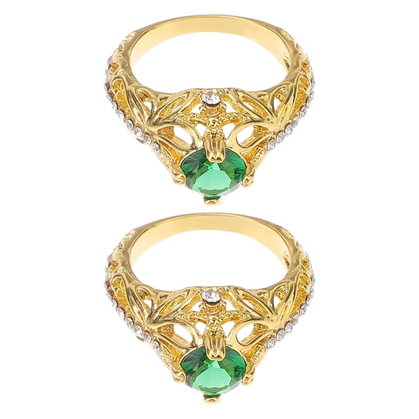 KAKOWELY 2 anillos de circonita esmeralda para dedo, joyería, anillo de compromiso, regalo para mujer