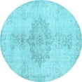thumbnail image 1 of Ahgly Company Indoor Round Abstract Light Blue Contemporary Area Rugs, 7' Round, 1 of 4