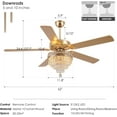thumbnail image 2 of YIOSI 62" Crystal Ceiling Fan Fandelier with Lights, Gold Modern Fan with Remote, Noiseless DC Motor, Energy-Efficient, Retro/Farmhouse Lighting for Living Room & Bedroom, Timer & 6-Speed Settings, 2 of 8