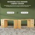 thumbnail image 3 of SELOOYE 58" Modern Executive Desk with Storage, Home Office Desk with Drawer & Cabinet, Wooden Fluted Desk for Study, Living Room, Bedroom, Natural Oak, 3 of 9