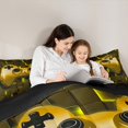 thumbnail image 6 of Feelyou Gold Game Controller Bedding Comforter Set, Neon Honeycomb Abstract Twin Comforter Sets, Teens Kids Boys Girls Reversible Bedding Set, Breathable Home Decor, 2 Pieces, 6 of 9