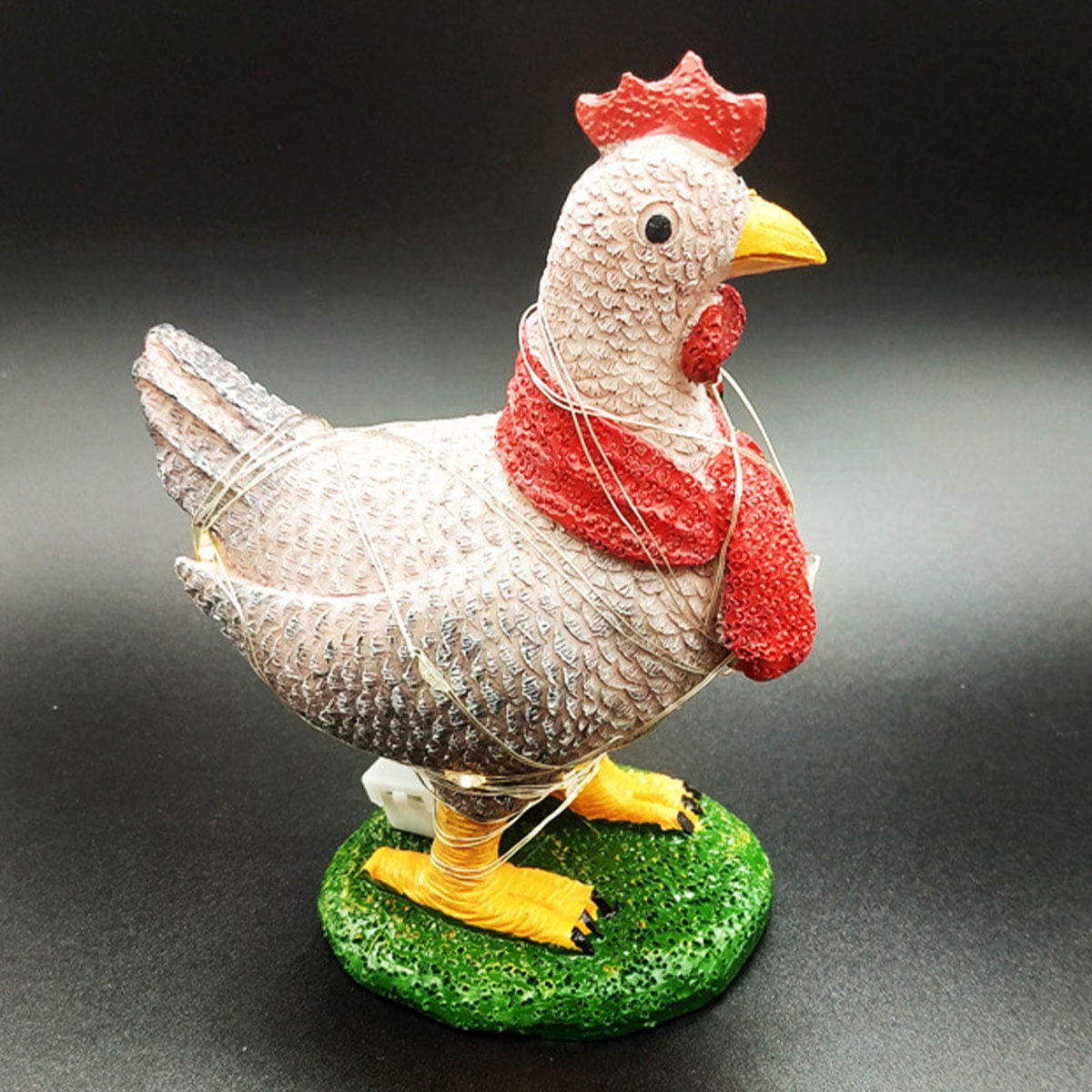 LightUp Chicken with Scarf Holiday Decoration Metal LightUp Christmas Chicken Outdoor
