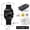Black belt with black plate and silver lettering, variant on Men's Quartz Watch, Light Luxury Business Style Square Watch with Magnetic Strap, Fashionable Trendy Men's Wristwatch