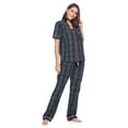 thumbnail image 2 of Ashford & Brooks Women's Woven Short Sleeve Shirt and Pajama Pants Set, Black/Grey/White, XXL, 2 of 6