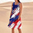 thumbnail image 2 of Women's Boho Round Neck Dress, Sleeveless Flowy Summer Sundress with Patriotic Theme, Ideal for Beach Weddings and Parties,Blue XL, 2 of 5