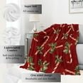 thumbnail image 2 of Candy Cane & Holly Blanket Classic Holiday Winter Night Blankets,Birthday Gifts for Users Women Women,Lightweight Soft Fleece Cozy for Sofa Couch Bed Room Festive Christmas Decor 60x80in, 2 of 8