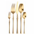 thumbnail image 2 of Juego de cubiertos mate, tenedores dorados, cucharas, cuchillos, cubiertos de acero inoxidable dorado, conjunto de cubiertos con tenedor para pastel Fivean unisex, 2 of 2