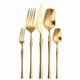 thumbnail image 2 of Juego de cubiertos mate, tenedores dorados, cucharas, cuchillos, cubiertos de acero inoxidable dorado, conjunto de cubiertos con tenedor para pastel Fivean unisex, 2 of 2