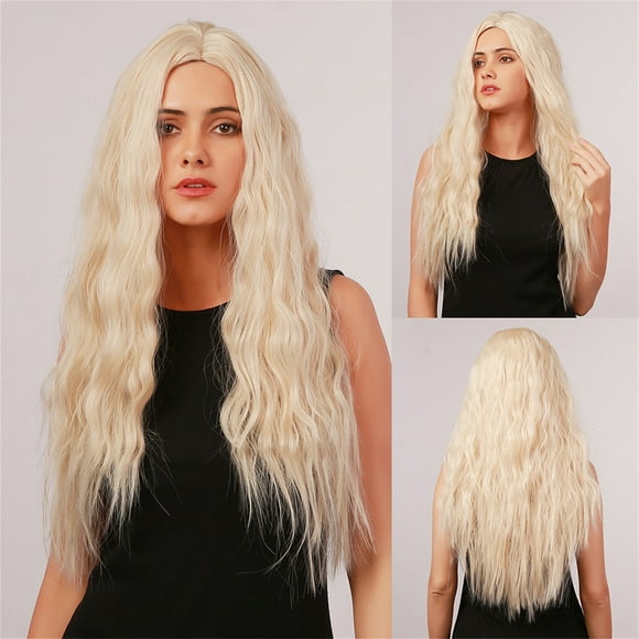 Pompotops Beauty Products Clearance,Women Beauty Gifts,65cm High Temperature Silk Wig Without Bangs Long Curly Light Gold with Rose Net