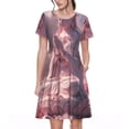 thumbnail image 1 of Easygdp Pink Lotus Buddha para Vestido Transpirable de Mujer, Vestido Suelto de Manga Corta con Pliegues y Bolsillos para el Verano, 1 of 6