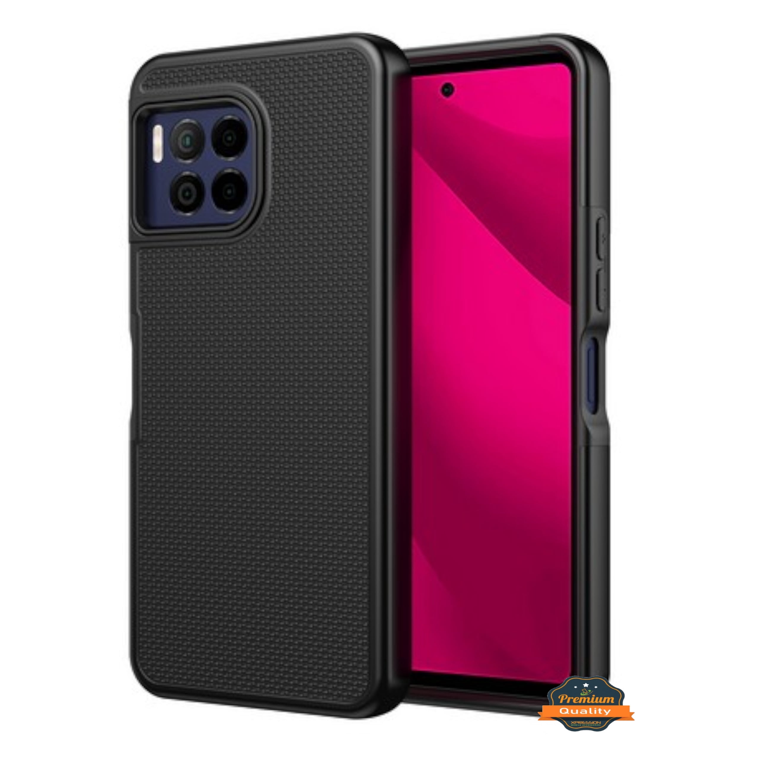 Xpression Phone Case For TCL 50 LE Dual Layer Slim & Tough Hybrid Shockproof Heavy Duty Rubber TPU Matte with Textured Rugged Shell Protection Cover, Red