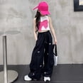 thumbnail image 2 of BOOMNY Girls Baggy Cargo Pants Wide Leg Pants for Girl Trendy Solid Color Elastic Waist Athletic Jogger Pant With Pocket, 2 of 5