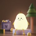 thumbnail image 5 of Linda luz nocturna de silicona con forma de pera sonriente con luz LED de 7 colores, luz nocturna para niños, recargable con carga USB, mini lámpara de mesa, lámpara de noche para Chris, 5 of 5