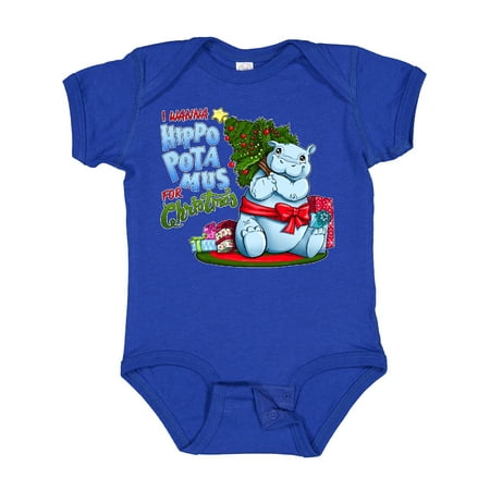 

Inktastic I Wanna Hippopotamus for Christmas- Cute Hippo Gift Baby Boy or Baby Girl Bodysuit