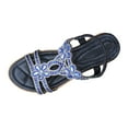 thumbnail image 5 of Xijirk Boho Glitter Sandals for Women Rhinestone T Strap Flat Sandals with Elastic Slingback Soft Sole Casual Shoes Comfortable Flip Flops for Beach Leisure,Blue,8, 5 of 9
