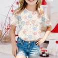 thumbnail image 2 of YunPes Girls Short Sleeve Shirts Floral Graphic Printing T Shirts Teens Kids Crewneck Tee Summer Trendy Preppy Cute Tops Clothes, 2 of 5