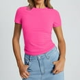 thumbnail image 6 of Women's Solid Color Crop T Shirt 3-Pack, Fitted Thin Summer Pullover Top, Round Neck Short Sleeve Casual Basic Tee Set for Girls and Ladies Outfit F S, 6 of 7