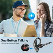 New Bee Bluetooth Headset V5.2 with 500mAh Charging Case,12H Talk Time,ENC Dual-Mic Noise Cancellation,Adjustable Fit,Dual-Device Connection,2 Charging Ways,Multi-System Compatible (PC/Phone/Driver)