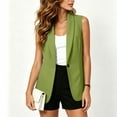 thumbnail image 6 of Olyvenn Womens Notch Lapel Single Button Sleeveless Blazer Vest, Mid Length Straight Cut Side Hand Pockets Tailored Fit Army Green L, 6 of 7