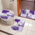thumbnail image 4 of Modern Oil Painting Bath Mat 3 Piece Bathroom Rug Set, Purple Grey Abstract Graffiti Art Non Slip Bath Rug Contour Mat and Toilet Lid Cover, Absorbent Shower Mats Soft Bath Rugs and Mats Sets, 4 of 8