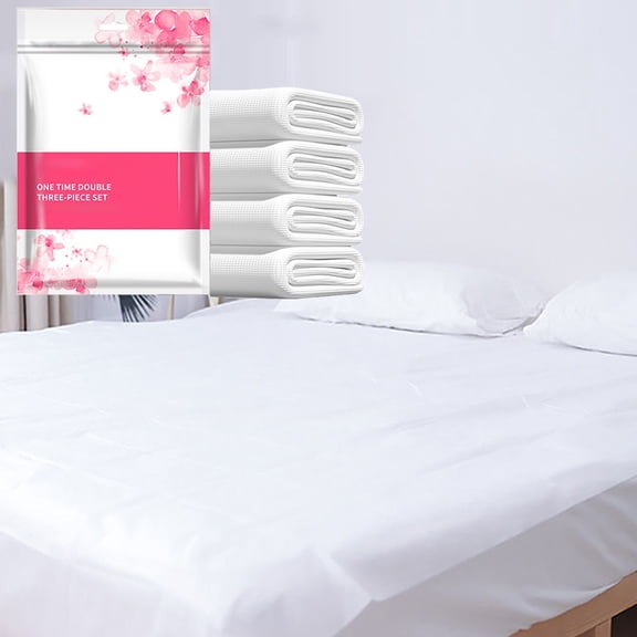 Gallickan Travel Bedding Set, 4 Piece, Disposable Non Woven, Bed Sheet Duvet Cover Pillowcases, for Hotel Business Accommodation, 180x230cm, Cloth