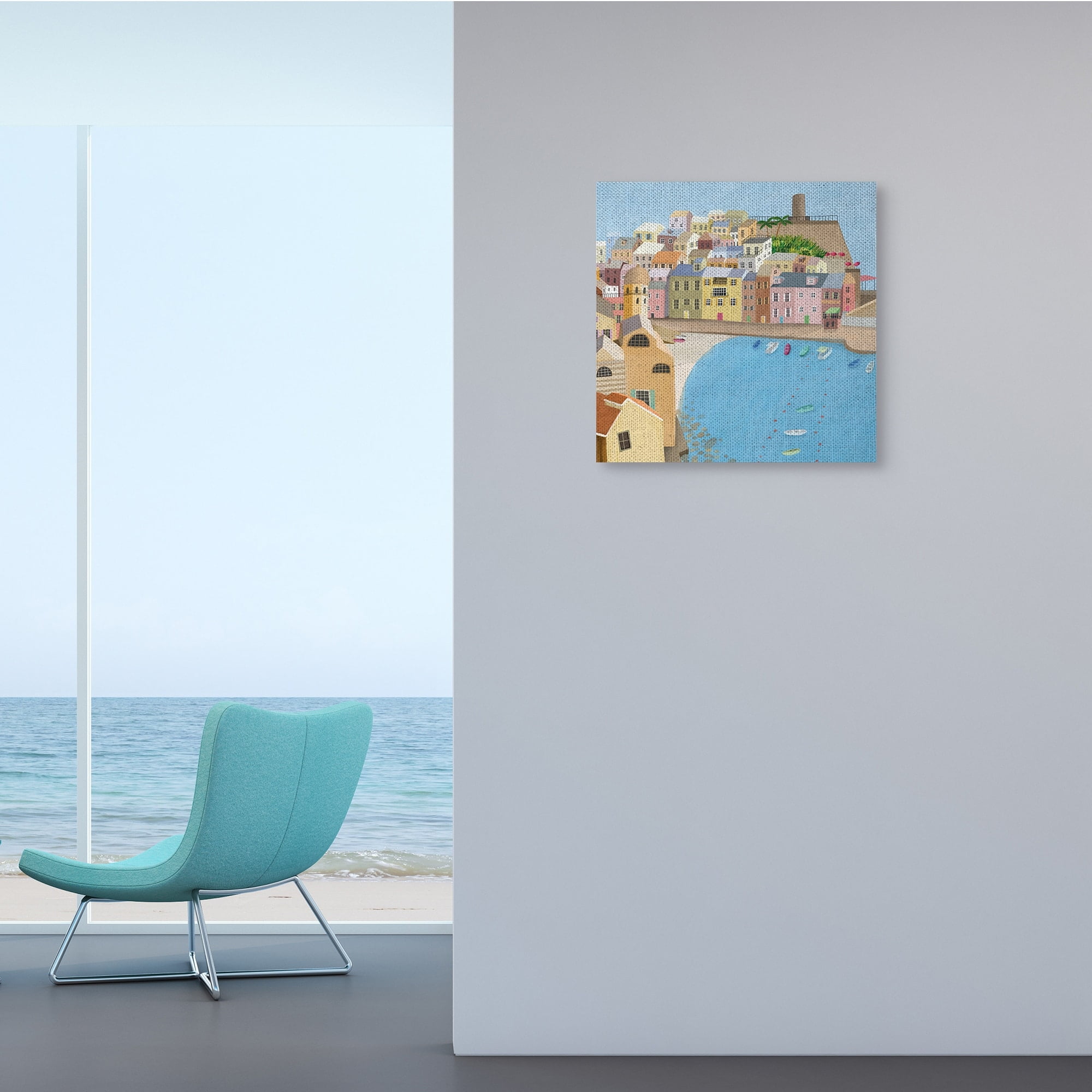 Stupell Industries Italian Seaside Architecture Coastal City Port,36 x 36,Designed by Carla Daly
