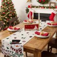 Merry Red Cotton Linen Table Runner Christmas Hat Snowman Dining Table ...