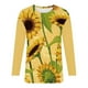 thumbnail image 4 of Moda para mujer O-cuello Casual Tres cuartos Estampado de girasol Tops Camiseta Blusa Pompotops FGAJ2021, 4 of 5