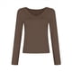 thumbnail image 3 of Camisas de Larga de Moda para Mujer, Blusas de Otoño con Cuello en V, Ajustadas y Recortadas, Conjuntos Y2K. Camello M, 3 of 7