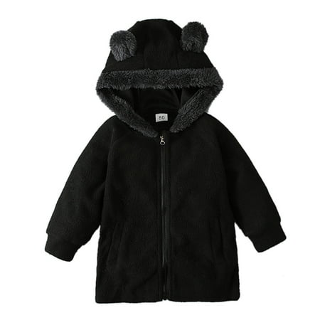 

Stamzod Down Coats For Baby Boys Girls Winter Warm Jacket Clearance With Ear Hoodie Pocket Solid Color Long Sleeve Fleece Children s Outerwear With Zipper 12Months-6Years