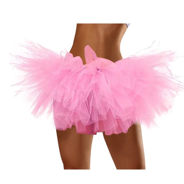 Traje de Mardi Gras Prolriy para mujer, falda de tul de malla americana de cinco capas para mujer, falda de malla, falda de tul para cosplay, falda de playa para adultos, falda de tul de cinco capas