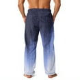 thumbnail image 4 of Men's Fleece Two-Tone Color Gradient Print Pocket Casual Long Pants - Home Lounge Sleep Pajama Pants, Soft Comfortable,Dark Blue,2XL, 4 of 6