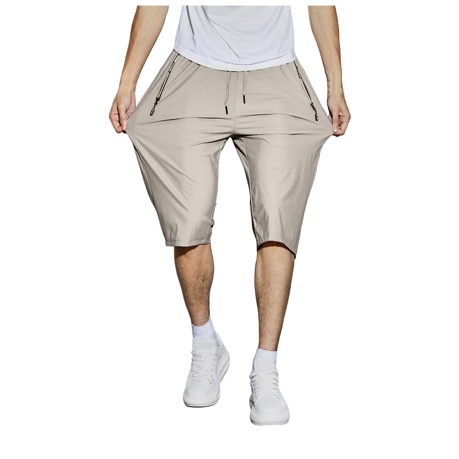 Zshosam Workout Shorts Men Big and Tall Men s Hiking Shorts Golf Outdoor Casual Travel Shorts with Multi Pocket for Work Camping Fishing Summer (Khaki 6XL)