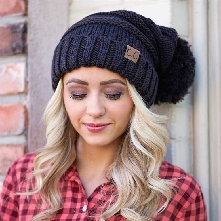 C C Slouchy Beanie C.C Fuzzy Fleece Lined Warm Oversized Chunky Soft Stretchy  main image 3