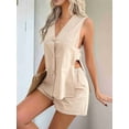 thumbnail image 3 of Womens Summer Vacation Outfits Beach Travel Cruise Resort Wear 2 Piece Short Sets Casual Tank Tops and Shorts Khaki XL, 3 of 8