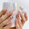 thumbnail image 4 of Tnobhg 10Pcs Sparkling 3D Nail Rhinestones Thoughtful Gifts Crooked Heart Square Faux Pearl Manicure Rhinestones for Unique Nail Styles, 4 of 8