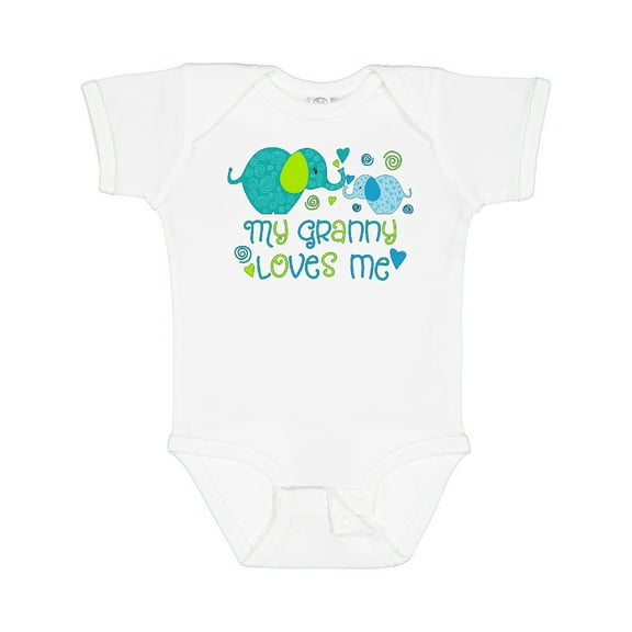 Inktastic My Granny Loves Me Cute Elephants Boys or Girls Baby Bodysuit