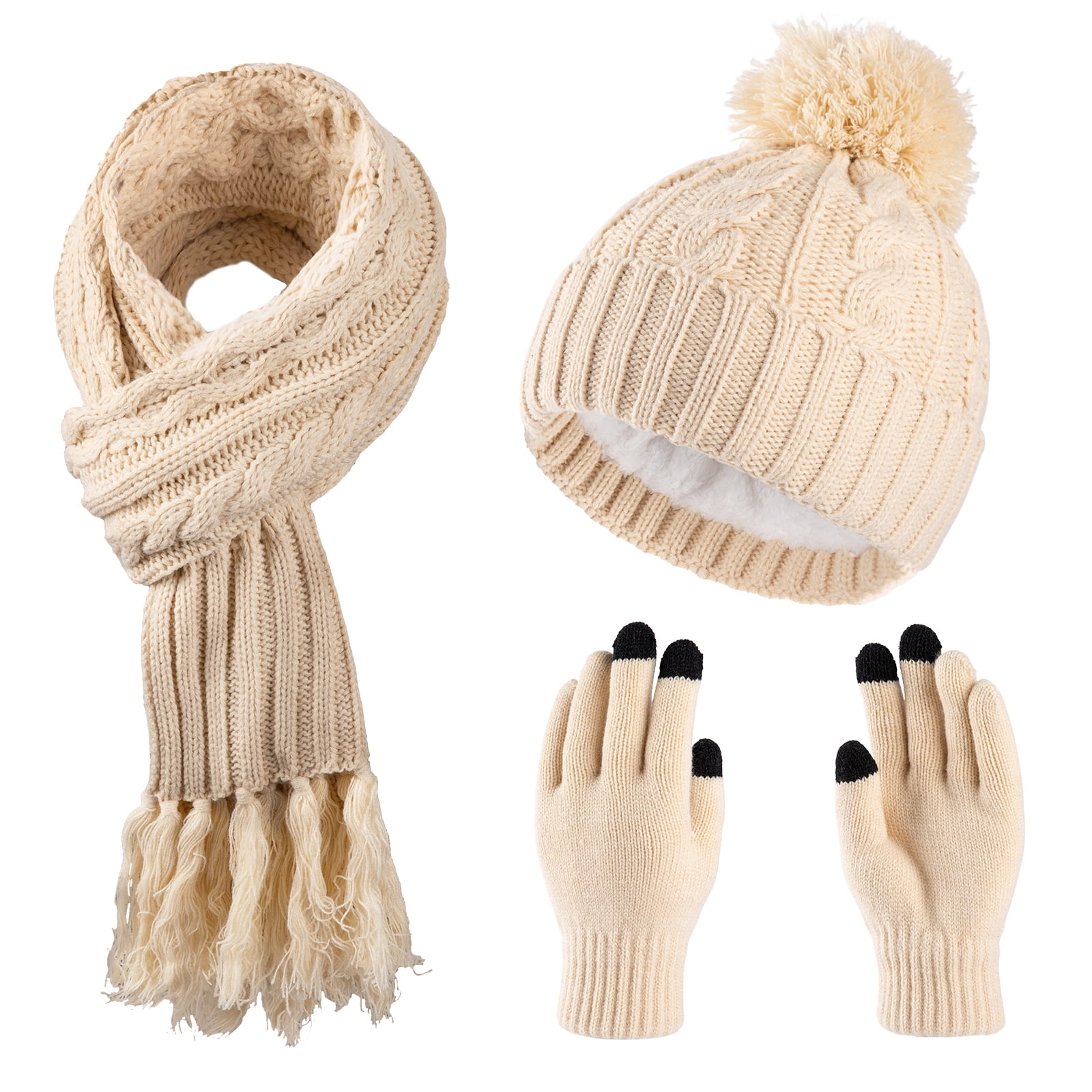 Hooded Scarf for Women Winter, Cute Bear Ear Hat Scarf 3 in 