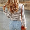 thumbnail image 3 of aidice Tops for Women Casual High Neck Long Sleeve Fitting Blouses Comfy Striped Fall Tops Underwear, 3 of 6