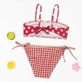 thumbnail image 5 of ITSAME Girls Bikinis Set, Polka Dot Print Top and Striped Print Briefs 2-Piece Summer Quick-Dry Beach Swimsuit Red Size 10, 5 of 9