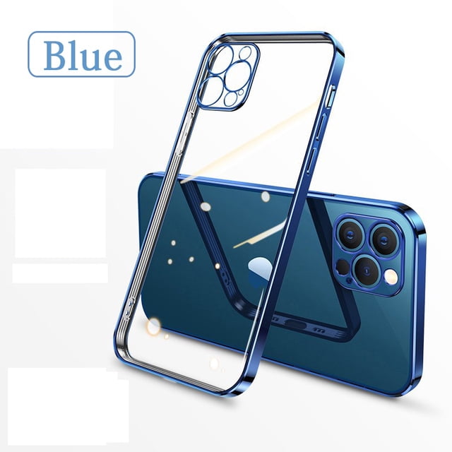 Funda Transparente De Silicona Con Marco Cuadrado De Lujo Para iPhone 11 12 13 14 Pro Max Mini X XR 7 8 Plus SE 3 Trasera