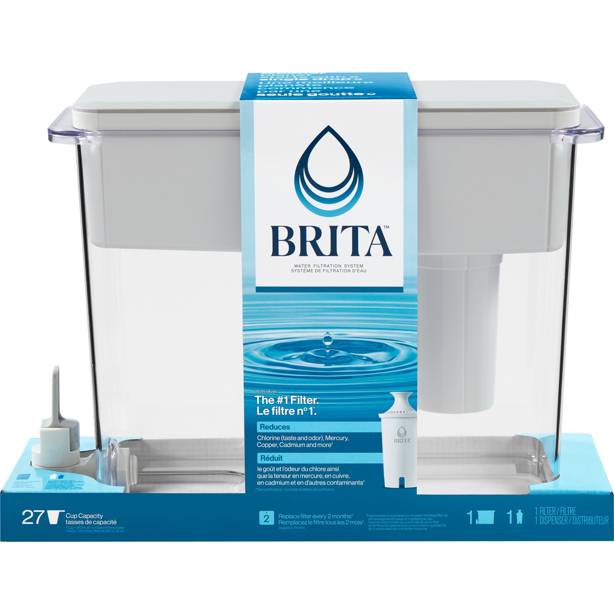 Brita UltraMax Extra Large 18 Cup Water Dispenser with Generic Filter -  Gray EUC