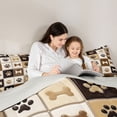 thumbnail image 4 of Homewish Paw Bone Plaid Twin Comforter Sets,Retro Pet Dog Theme Bedding Set,Brown,Light Gray Reversible,2pcs,1 Comforter and 1 Pillowcase, 4 of 7