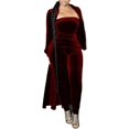 thumbnail image 2 of Women's Velvet 2-Piece Outfit Off-Shoulder Tube Top & Long Sleeve Cardigan Set Bodycon Party Dress, 2 of 7