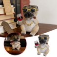 thumbnail image 1 of Creatine Pug Figurine With Wine Glass & Resin Statue For Home Entryway Bookshelf & Desk, 1 of 7