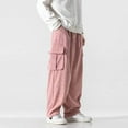 thumbnail image 6 of BOOMNY Men's Baggy Pants Solid Color Corduroy Cargo Pants for Men Wide Leg Plus Size Loose Warm Fall Winter Trousers With Pocket, 6 of 9
