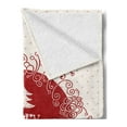 thumbnail image 2 of Christmas Soft Flannel Fleece Throw Blanket, Merry Xmas Greeting Design Sketchy Tree Swirled Doodles Frame, Cozy Plush for Indoor and Outdoor Use, 50" x 70", White Red Coral, by Ambesonne, 2 of 5