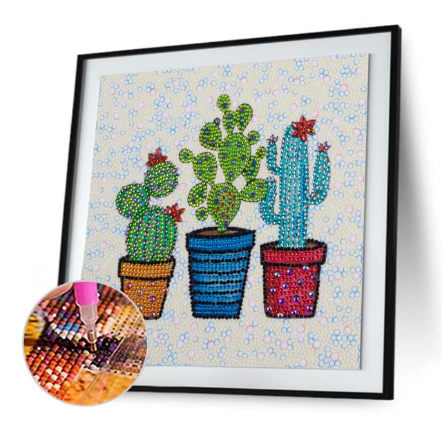 Cuadros Decorativos Pintura de diamante de taladro completo de cactus de cristal en forma especial 5D Ehuebsd Nuevos Originales
