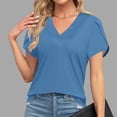 thumbnail image 2 of T-shirts pour Femmes à Col en V à Manches Courtes Décontractés Amples Hauts 2024 Tendance Maintenant, 2 of 6