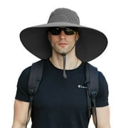 ilfioreemio Super Wide Brim Sun Hat for Men UPF50+ UV Protection Waterproof Boonie Bucket Hat for Fishing, Hiking, Camping, Gardening